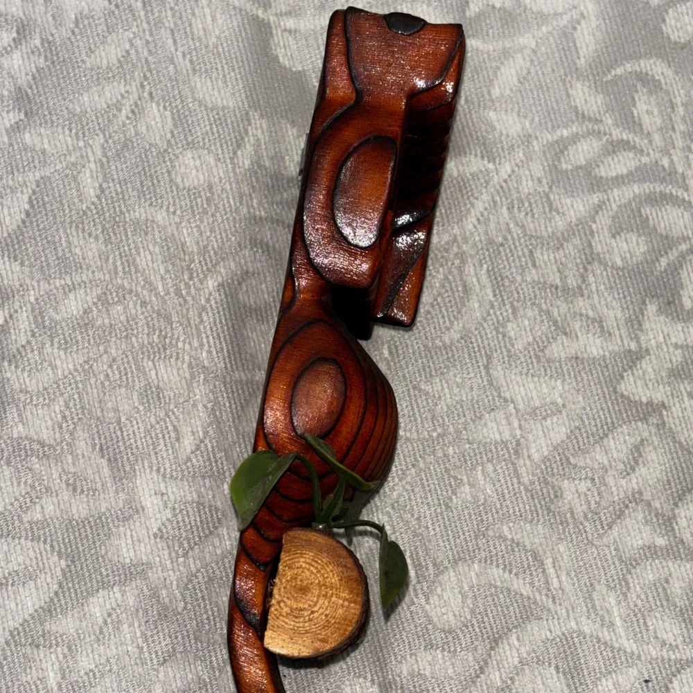 1970 Vintage Green Mountain Wood Owl Wall Hanging Handcrafted Michigan MCM Decor
